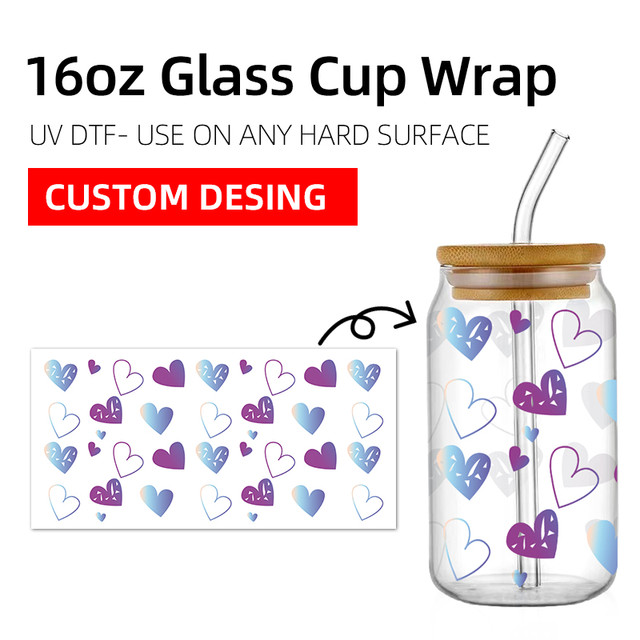 UV DTF Sticker Customized For The 16oz Libbey Glasses Wraps Cup Can DIY  Waterproof Easy To Use Custom Decals 1 Sheets